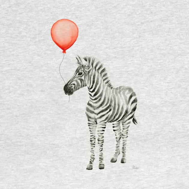 Zebra with Red Balloon by Olechka